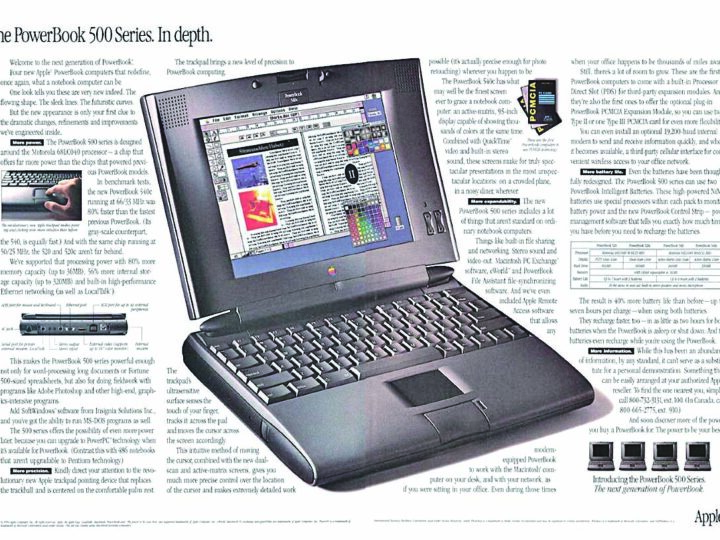 “思い切った仕様”が詰め込まれたPowerBook 540c。最先端のCPU、業界初のトラックパッド、7時間のバッテリ駆動が真のモバイルMacを実現させた