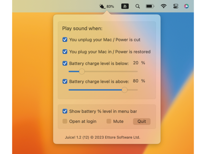 Macアプリ「Juice!」で充電残量を把握して バッテリ劣化を防ごう！